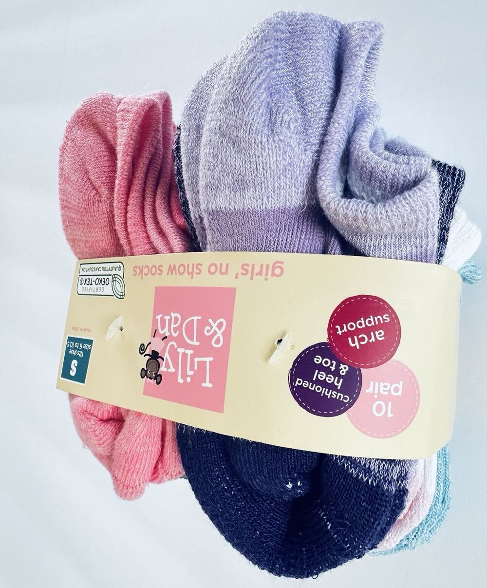10 Paira Lily & Dan Girl's No Show Socks Size Small Shoe 6-10.5 New With Tag
